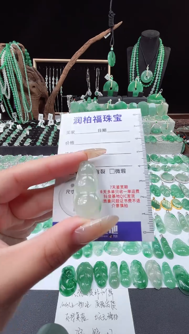 吊坠(赠链)未镶嵌石英质玉（非洲翠）28.4豆子