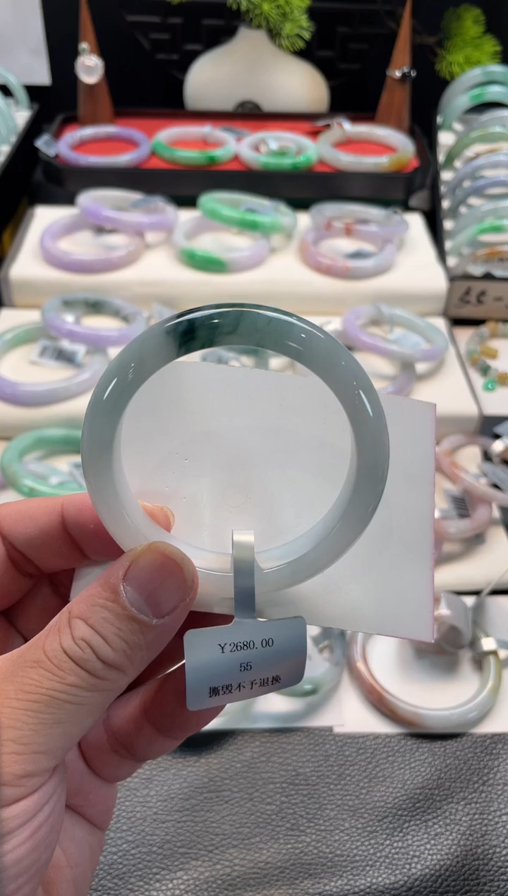 未镶嵌手镯翡翠85号链接  55正圈 有纹