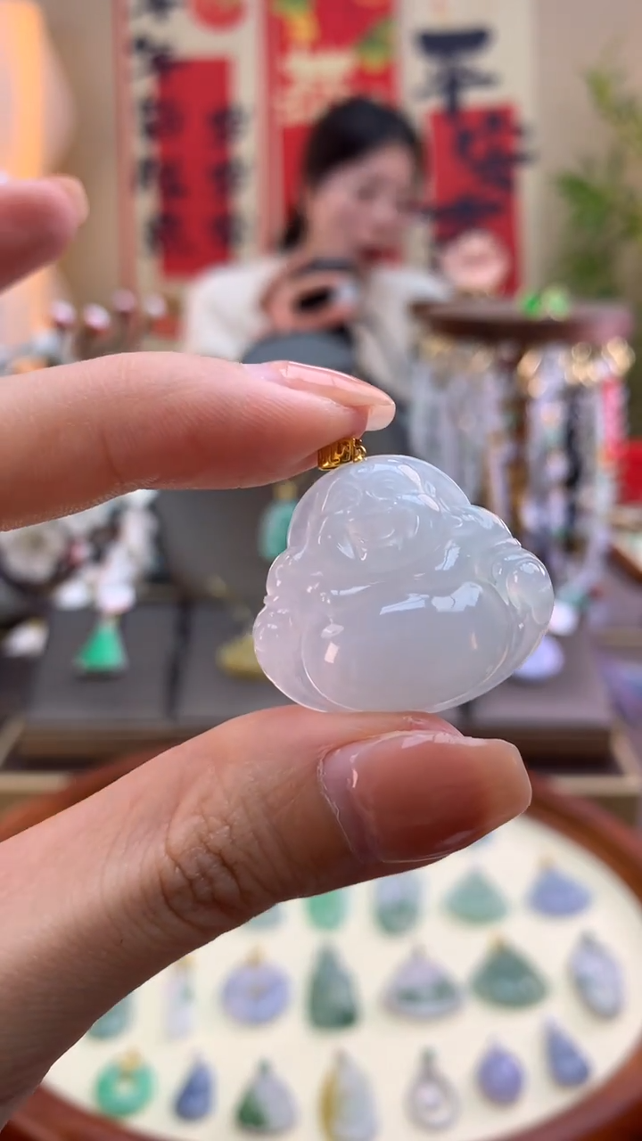 【闪购商品】翡翠颈饰18K金镶嵌佛公