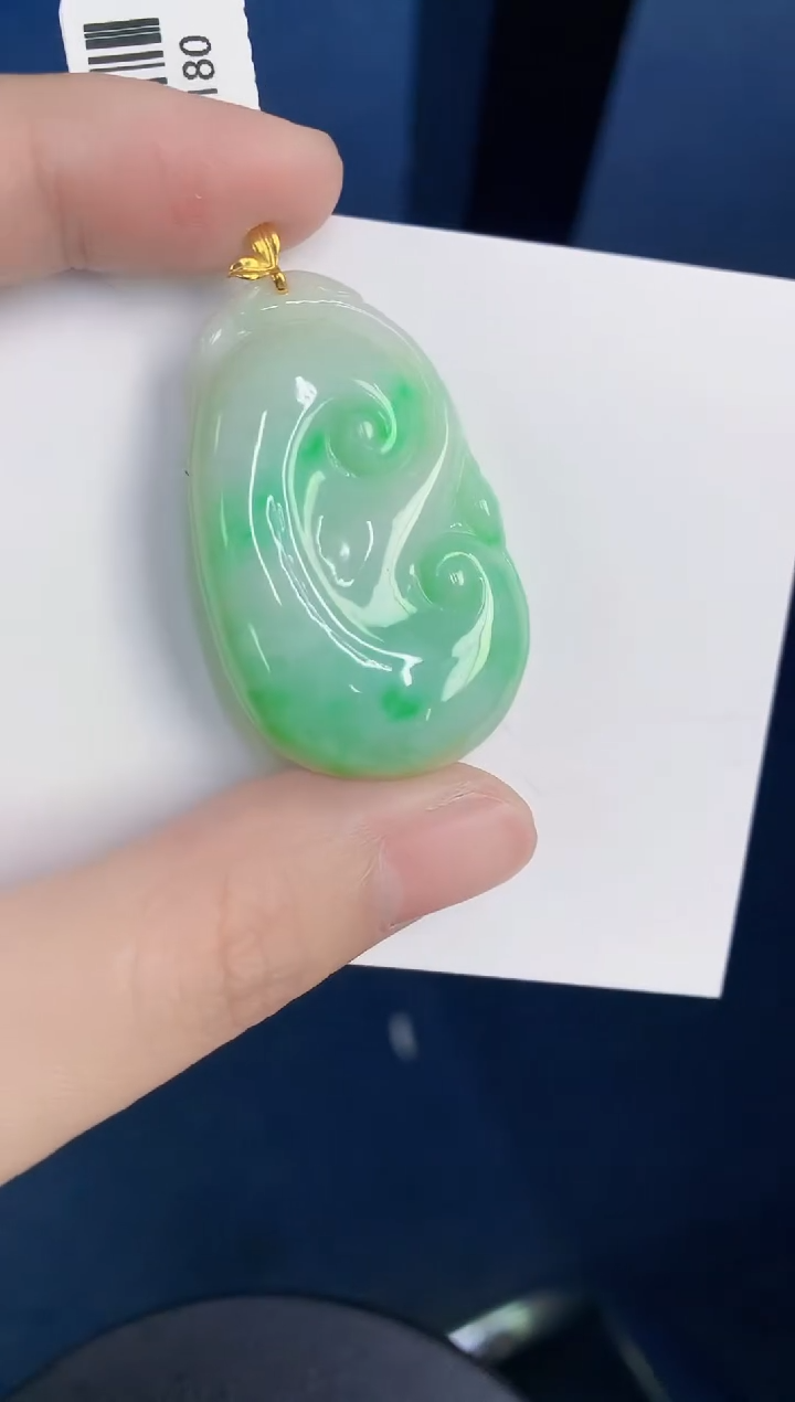 颈饰18K金镶嵌翡翠天然翡翠缅甸A货