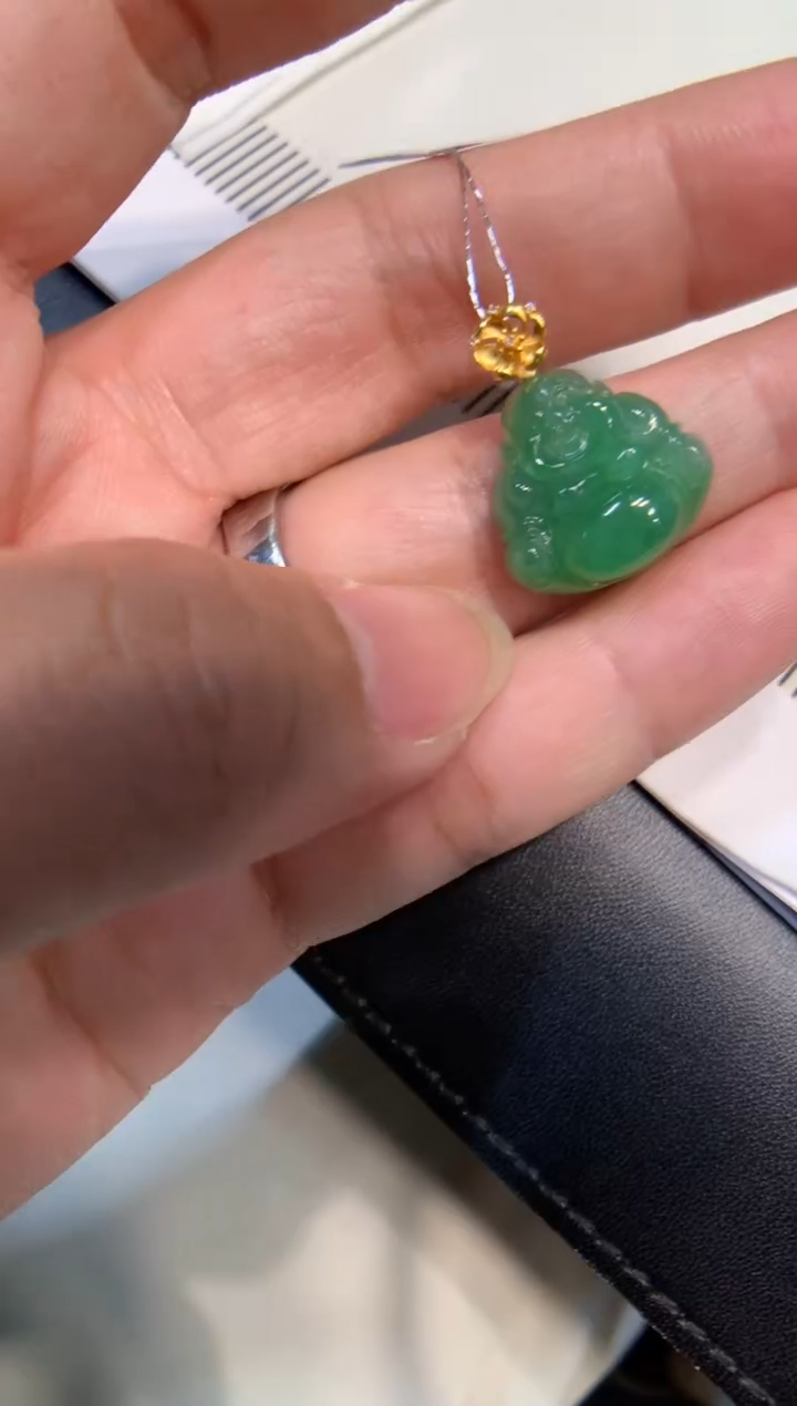 吊坠(不含链)18K金镶嵌翡翠佛公