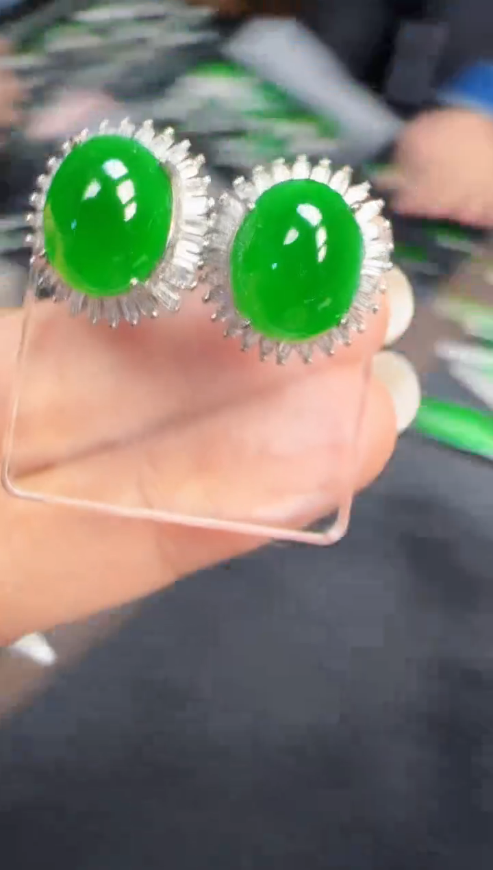 未镶嵌定制翡翠翡翠耳环102