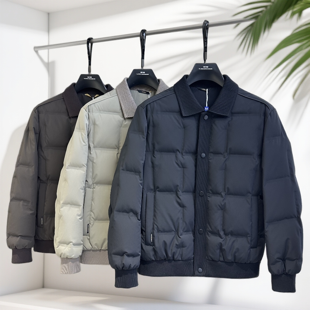 65803「90白鸭绒」男冬季新款休闲时尚翻领羽绒服外套短款中厚款