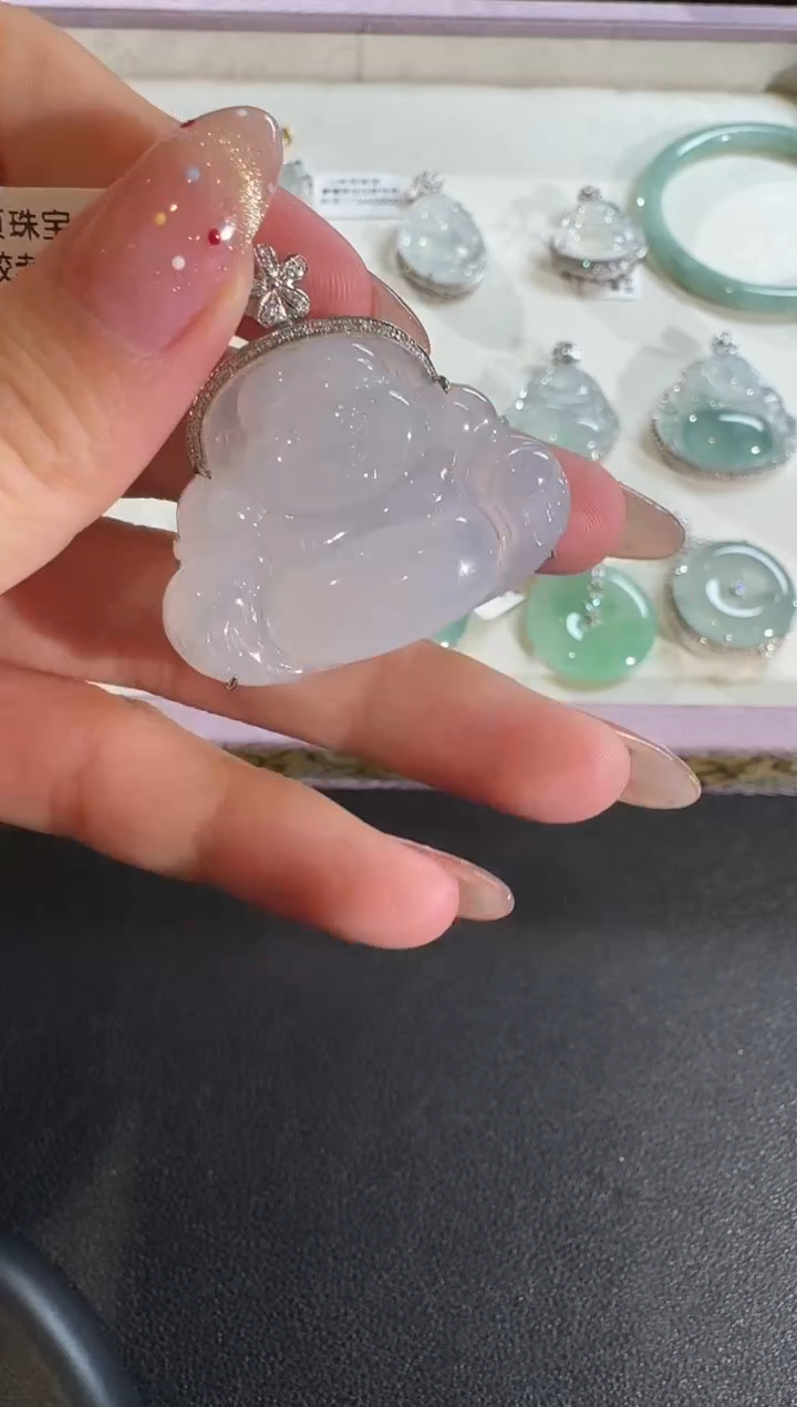 【闪购商品】翡翠吊坠(不含链)18K金镶嵌【源头工厂】钻石镶嵌
