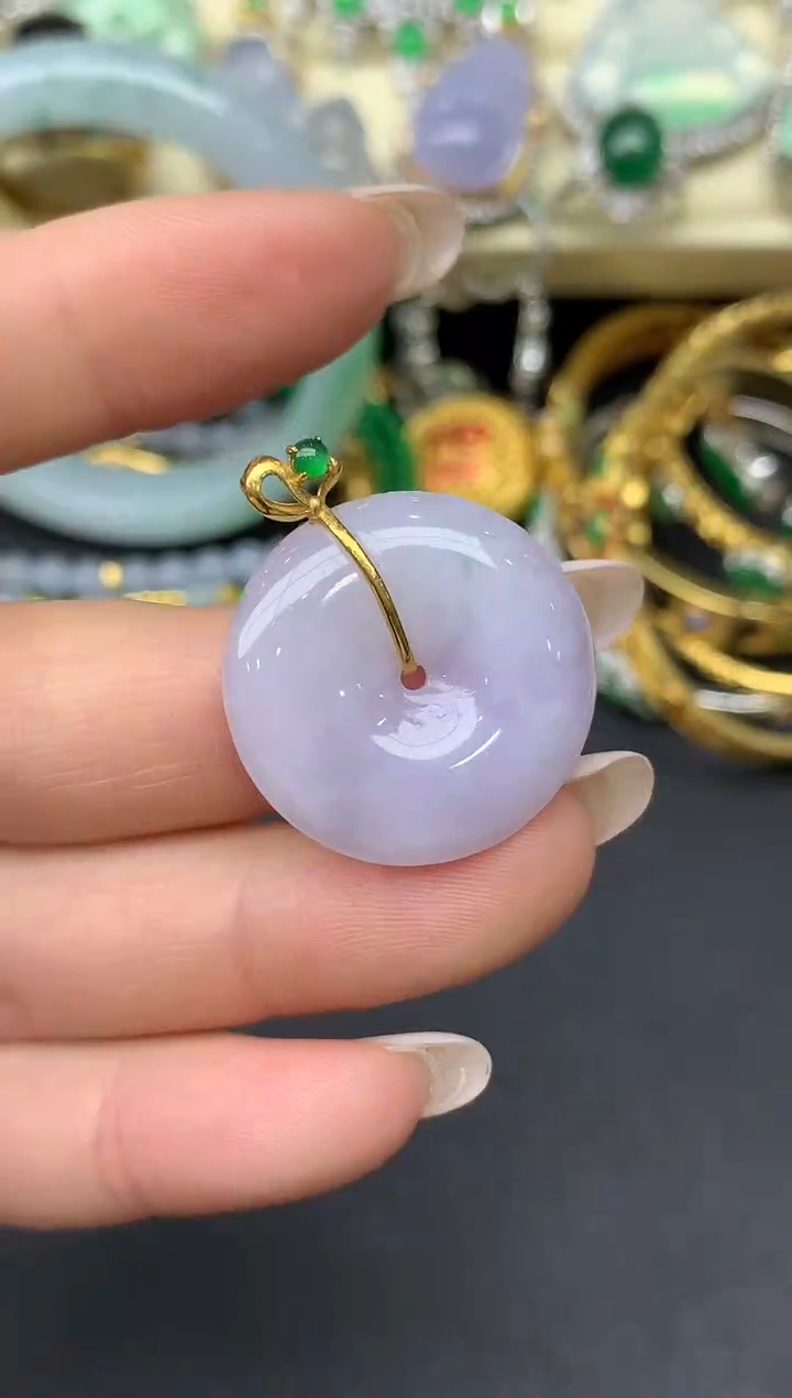 翡翠18K金镶嵌颈饰149-雪姐翡翠天天见