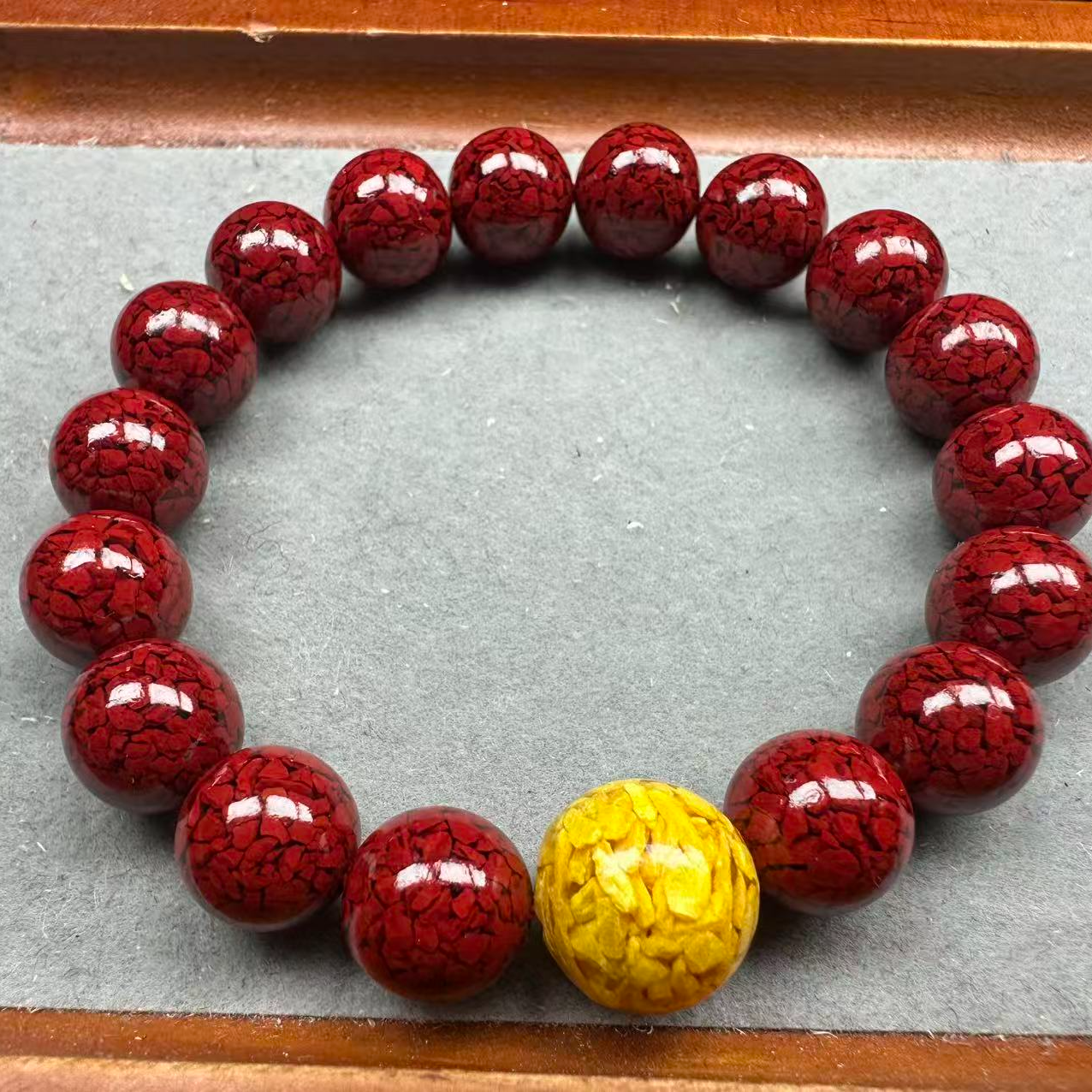 天然辰砂朱砂硫磺晶体手串       无礼盒      ZS