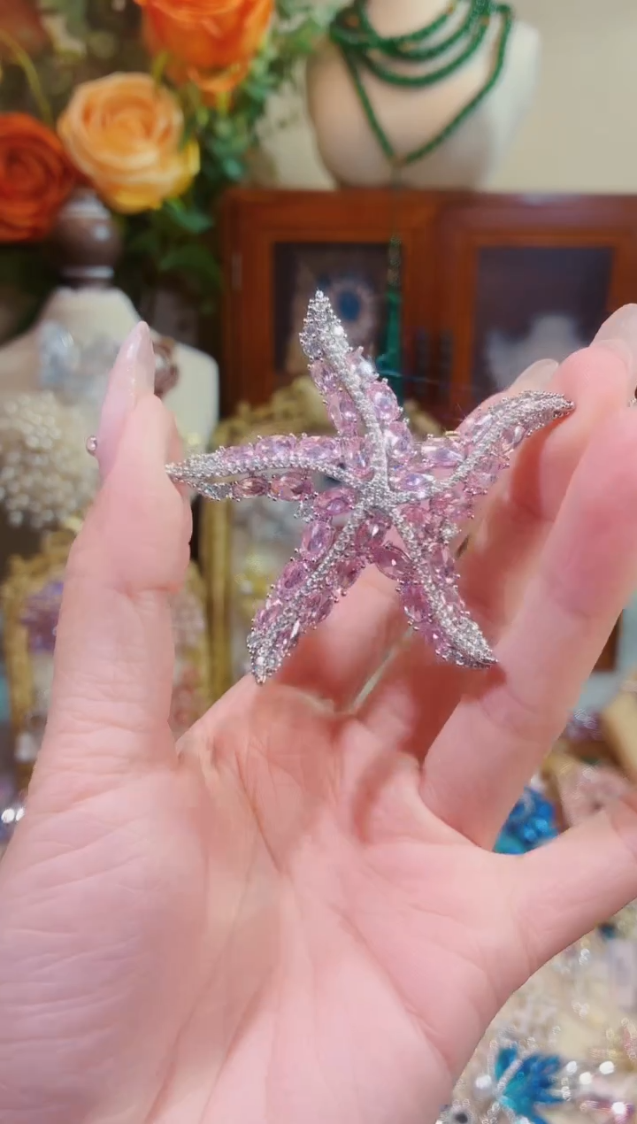 合成立方氧化锆铜合金粉色海星