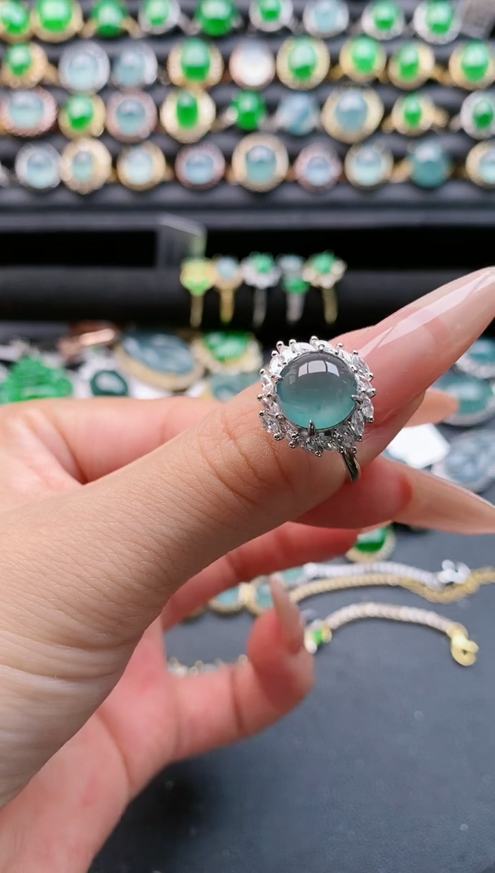 【闪购商品】翡翠戒指银S925镶嵌111111