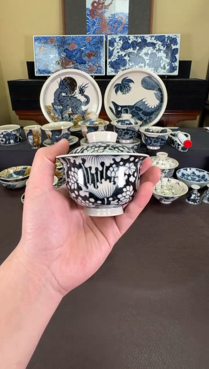 【闪购商品】二号釉一路连科元宝盖碗