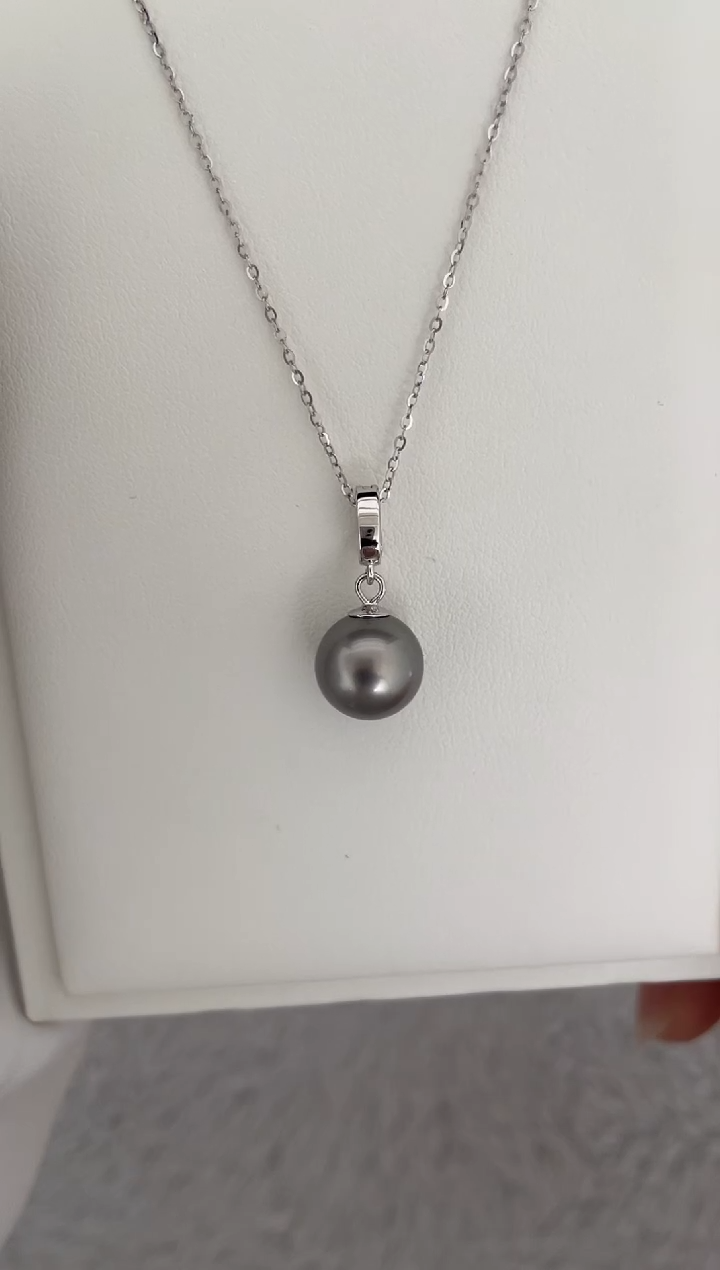 银S925镶嵌吊坠(赠链)海水珍珠大溪地万能扣10-11mm