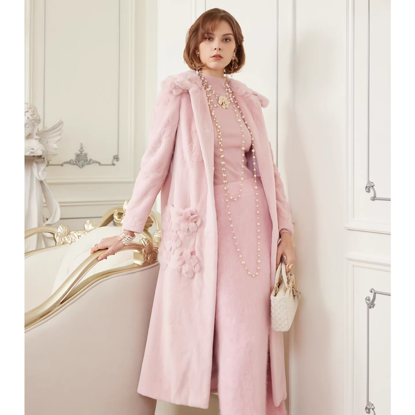 【皮草艺术】2025高定水貂皮草外套女新款裘皮大衣S25190