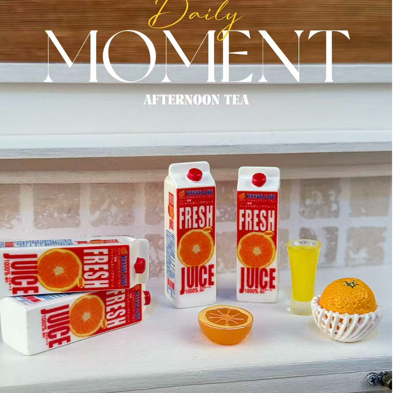 【开芯定制】盒装橙汁2.0 高品树脂仿真食玩 树脂diy配件