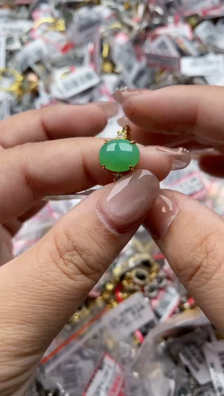 【闪购商品】翡翠戒指银S925镶嵌5555---7
