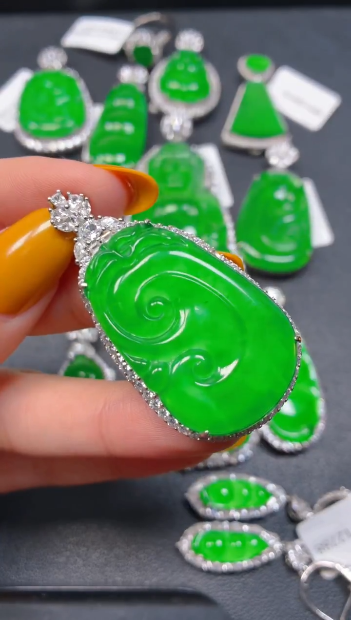 吊坠(不含链)银S925镶嵌翡翠1