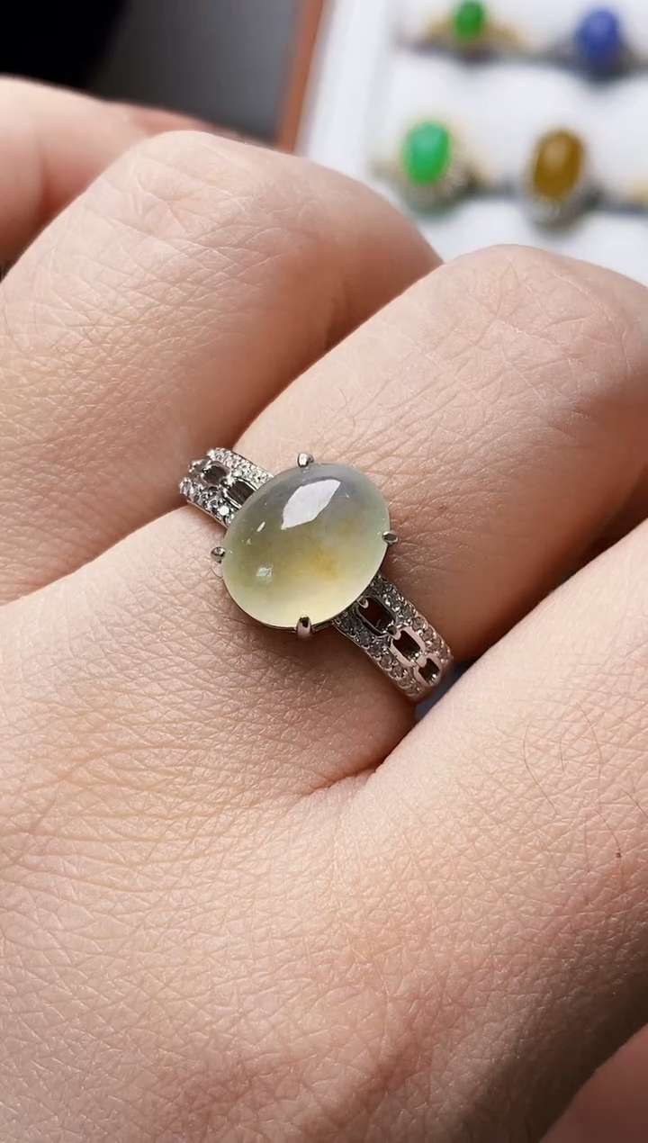 银S925镶嵌戒指翡翠0552