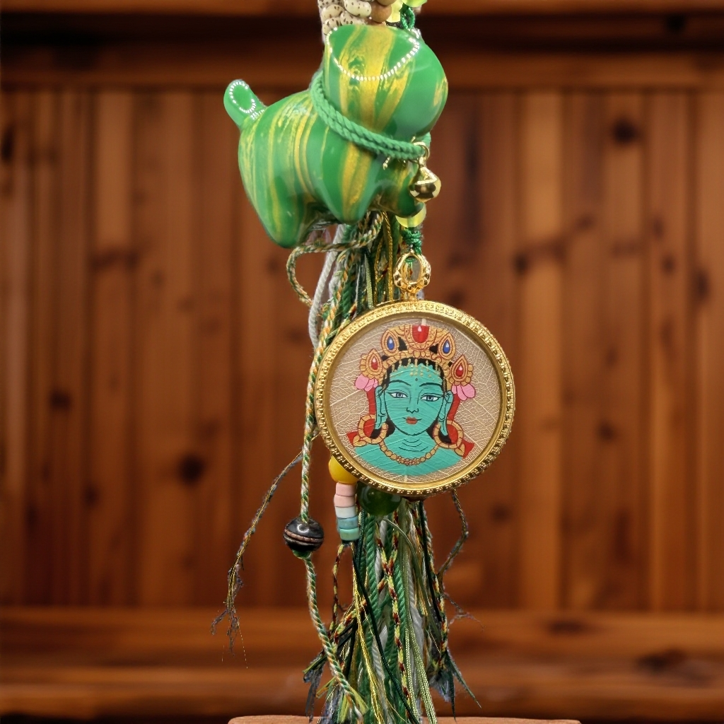 纯手绘唐卡车挂-绿度母