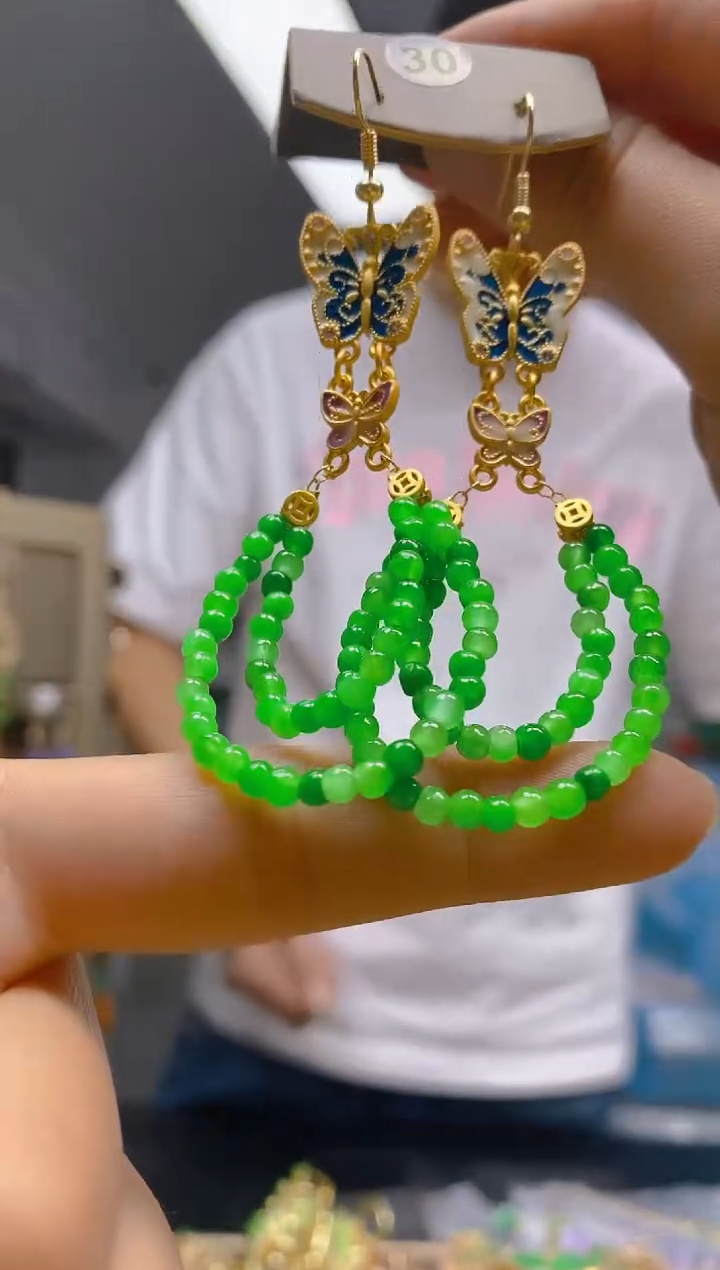 【闪购商品】翡翠耳饰合金0507翡翠耳钩