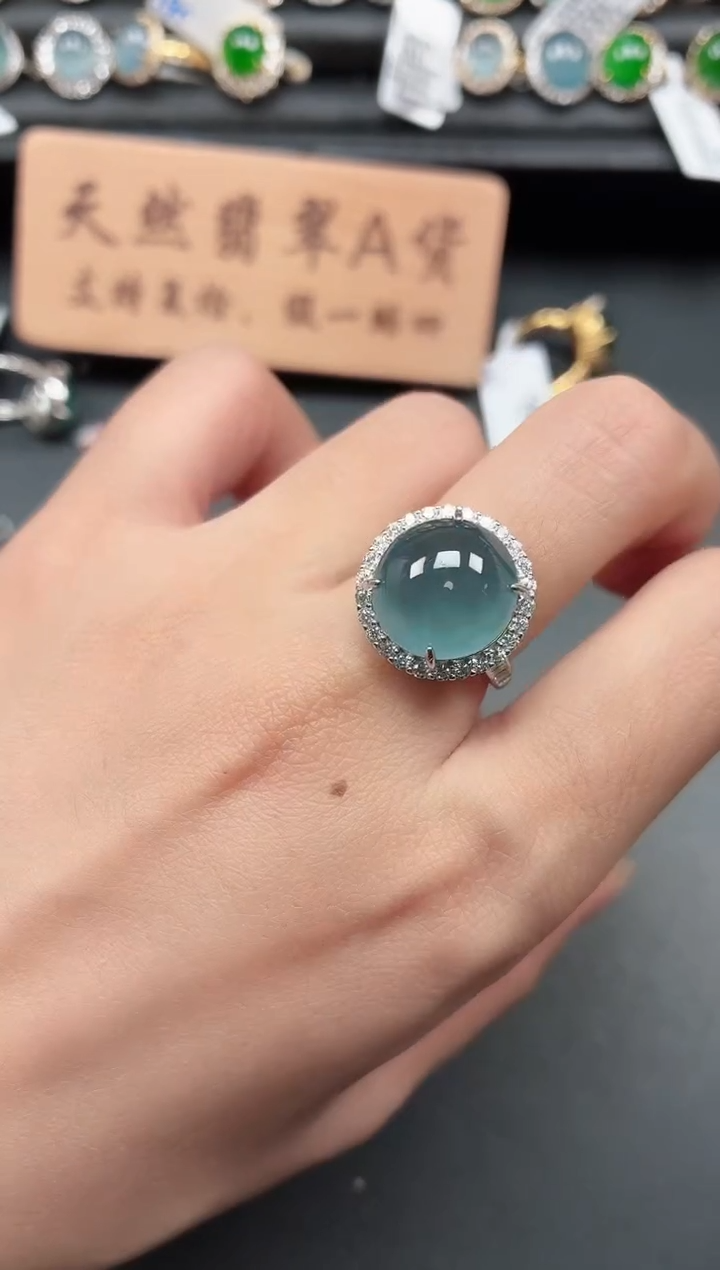 银S925镶嵌戒指翡翠1111111