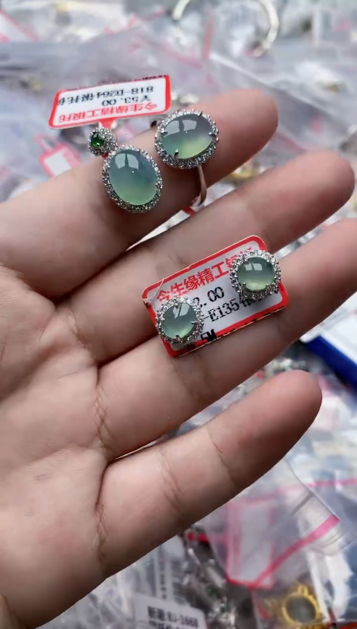 翡翠银S925镶嵌戒指44444---1101010