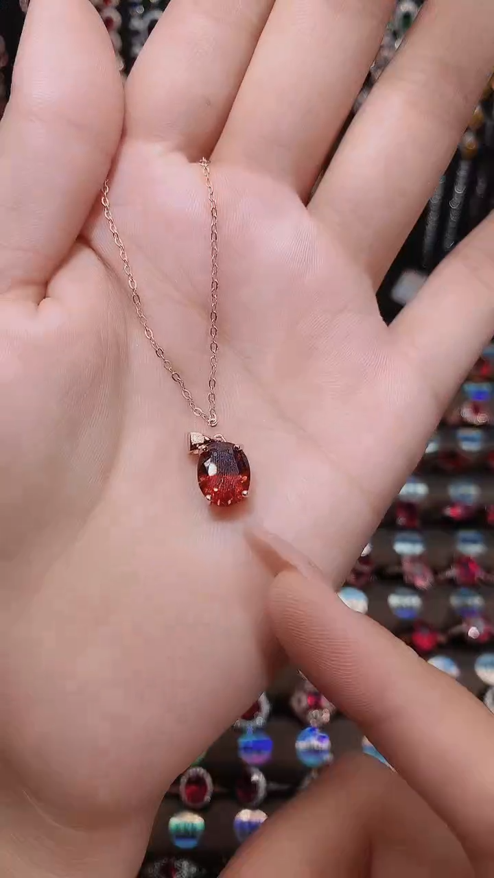 【闪购商品】石榴石戒指银S925镶嵌6.8玫瑰金