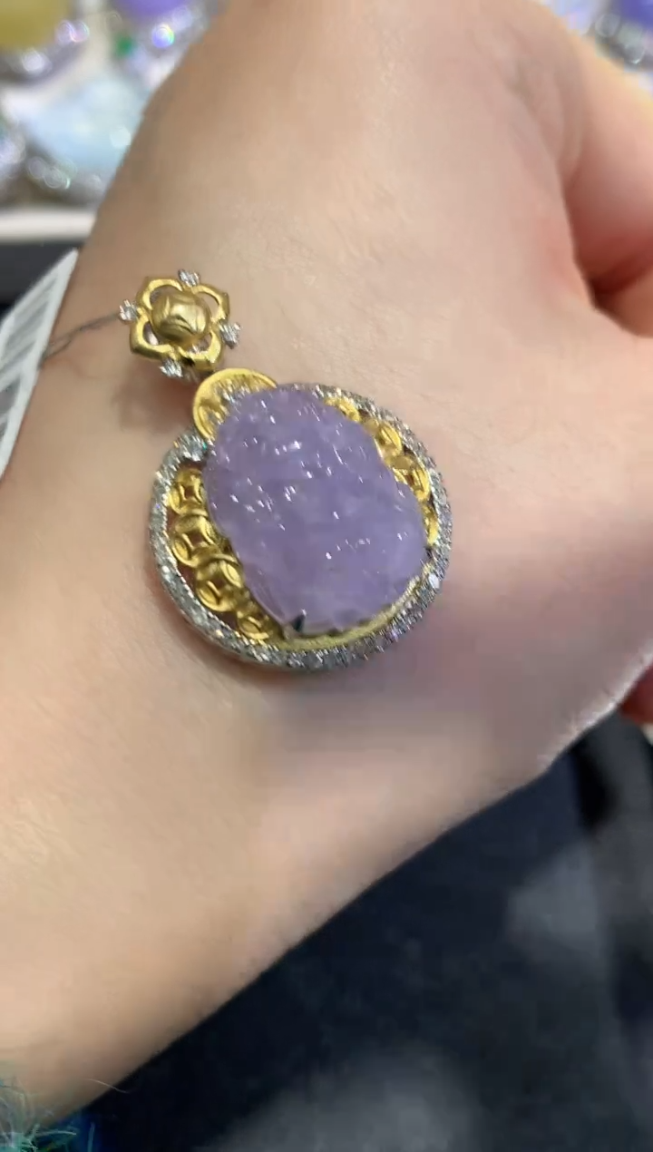 【闪购商品】翡翠颈饰18K金镶嵌C179   紫货有色差