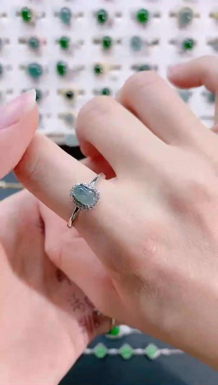 【闪购商品】翡翠戒指银S925镶嵌天然翡翠