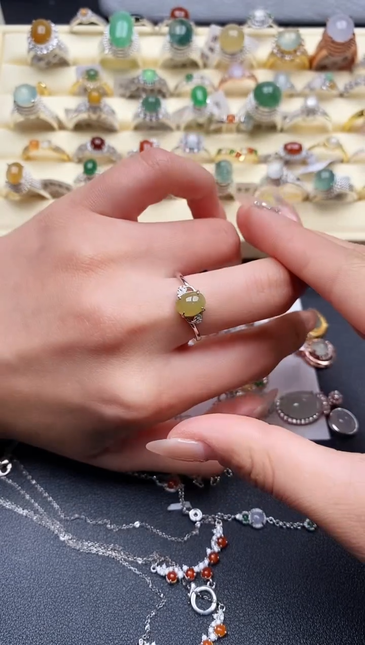 【闪购商品】翡翠戒指银S925镶嵌555555+8