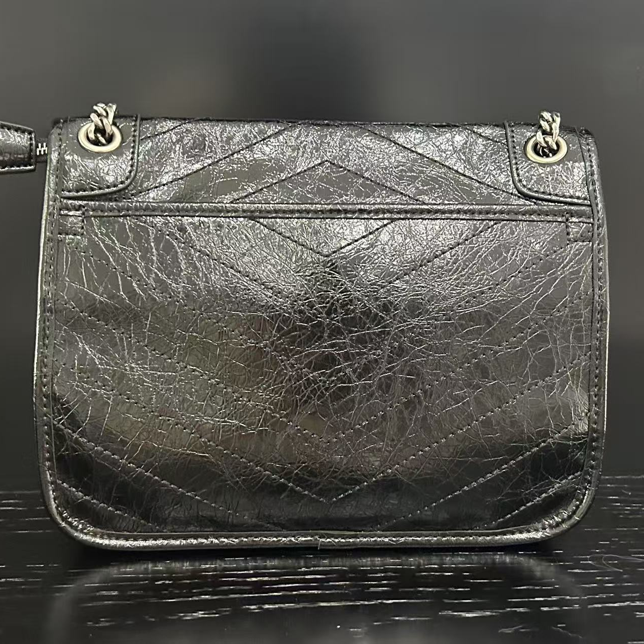 COCO 新款高端定制时尚女包 中邮差 黑白灰色25cm 80370