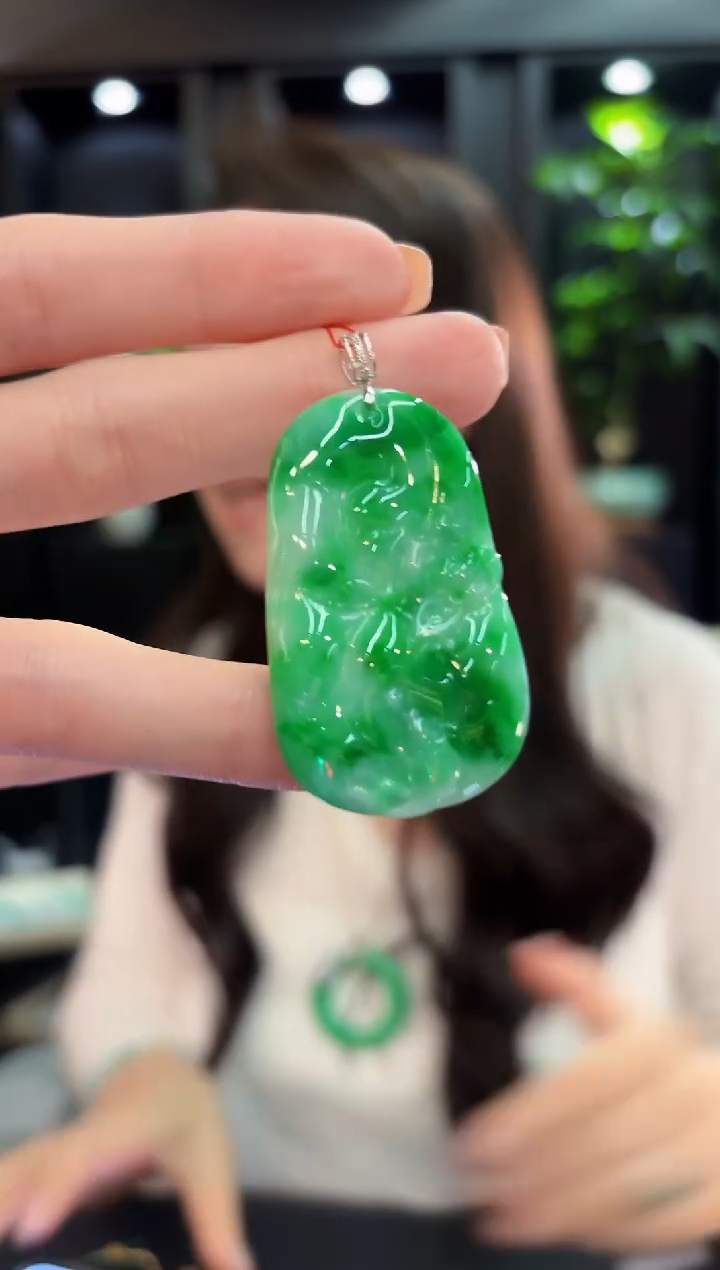 吊坠(不含链)18K金镶嵌翡翠 缅甸A货/支持复检/一件