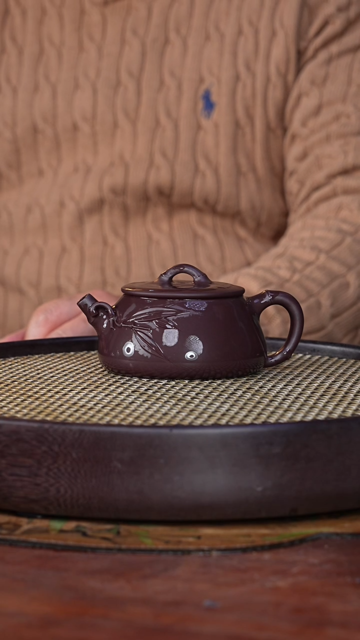 【闪购商品】紫砂茶壶洪滔18-57 紫茄泥竹节石瓢