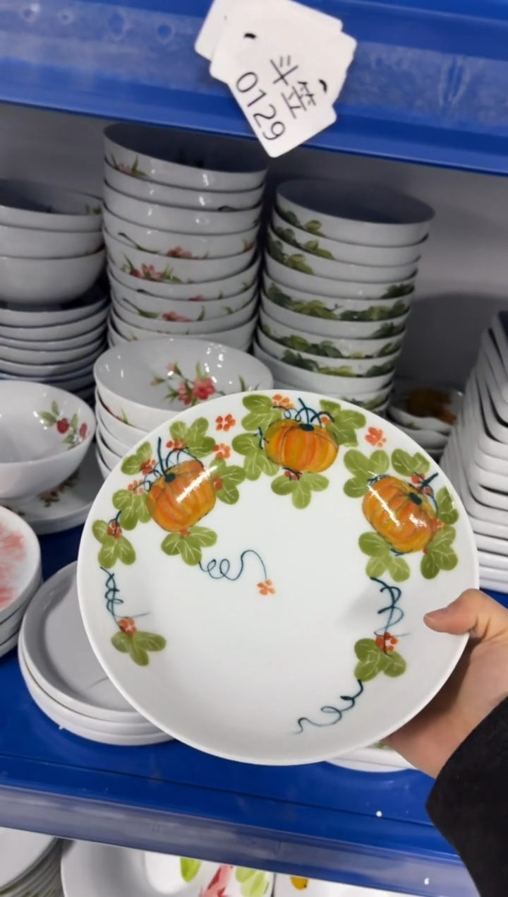 景德镇手绘釉中彩（食品级）高脚深盘
