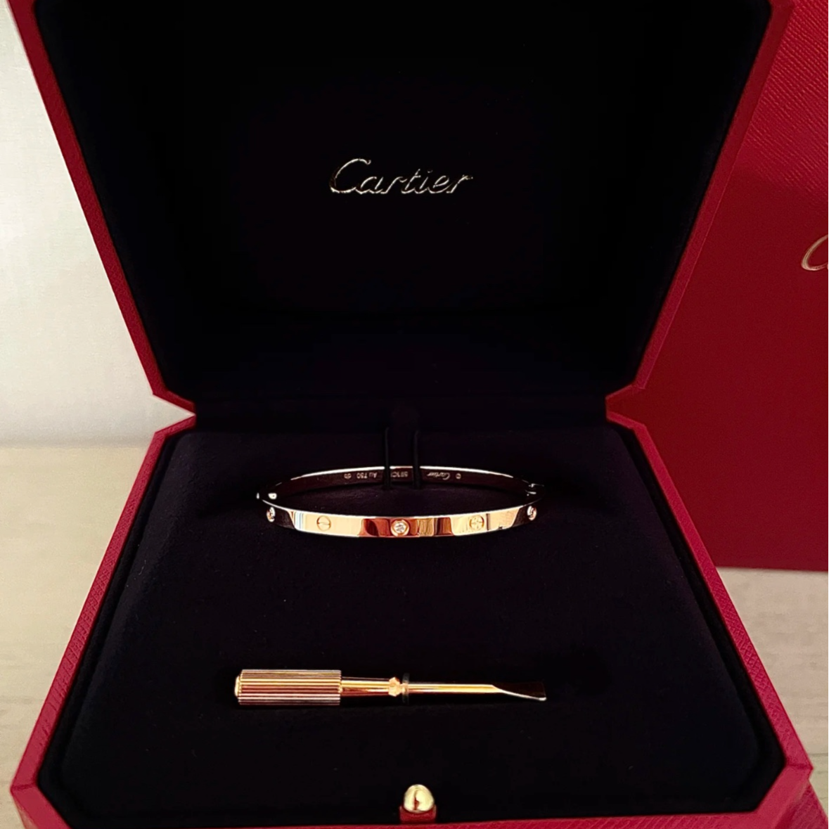 99新 Cartier/卡地亚 全25999 尾【66活动】LOVE六钻窄版手镯 16号