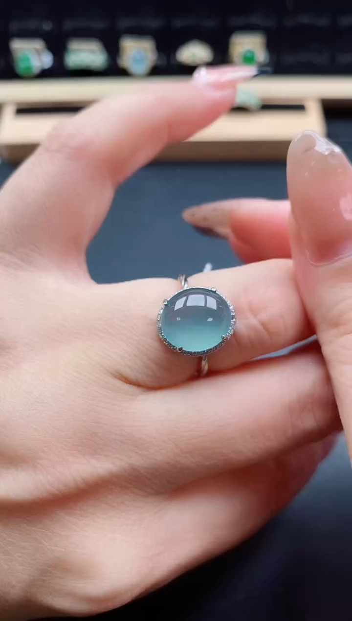 银S925镶嵌戒指翡翠1