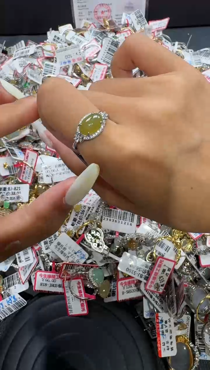 翡翠戒指银S925镶嵌戒指147