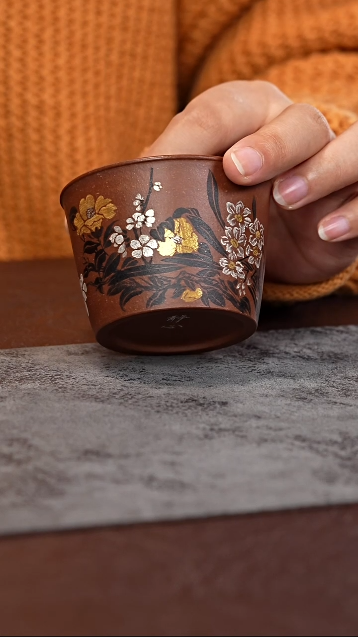 茶杯紫泥洋桶杯金银绘