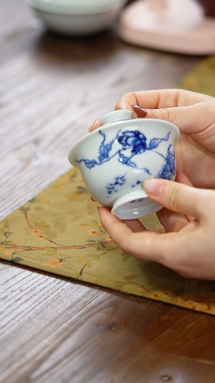 景德镇陶瓷茶器单翠盖碗