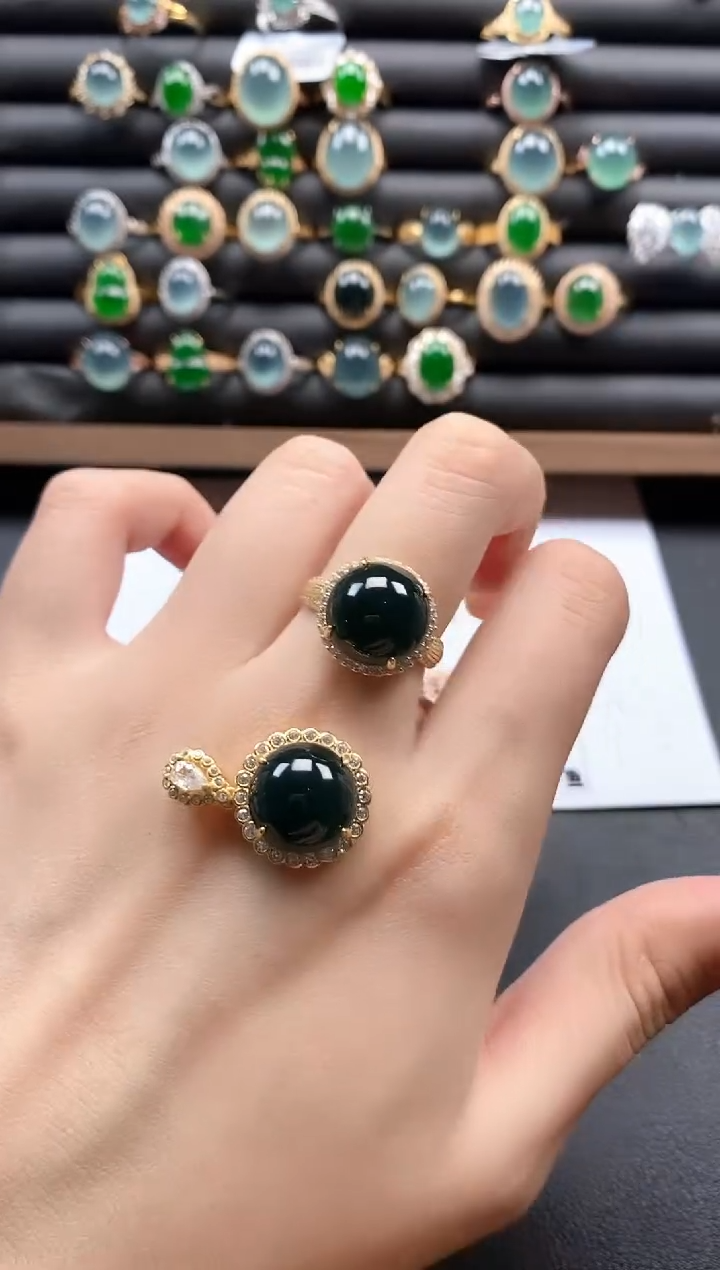 银S925镶嵌戒指翡翠51151