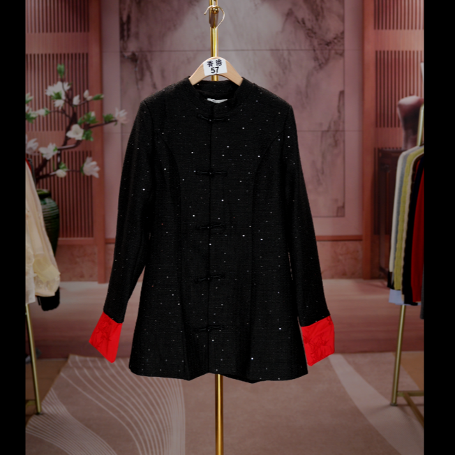 57【外套】中长款常规上衣时尚复古提花