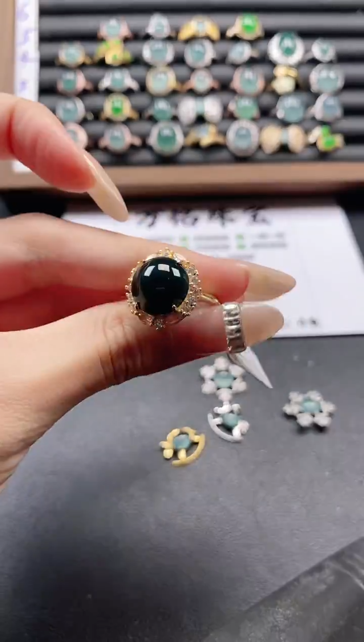 银S925镶嵌戒指翡翠1151