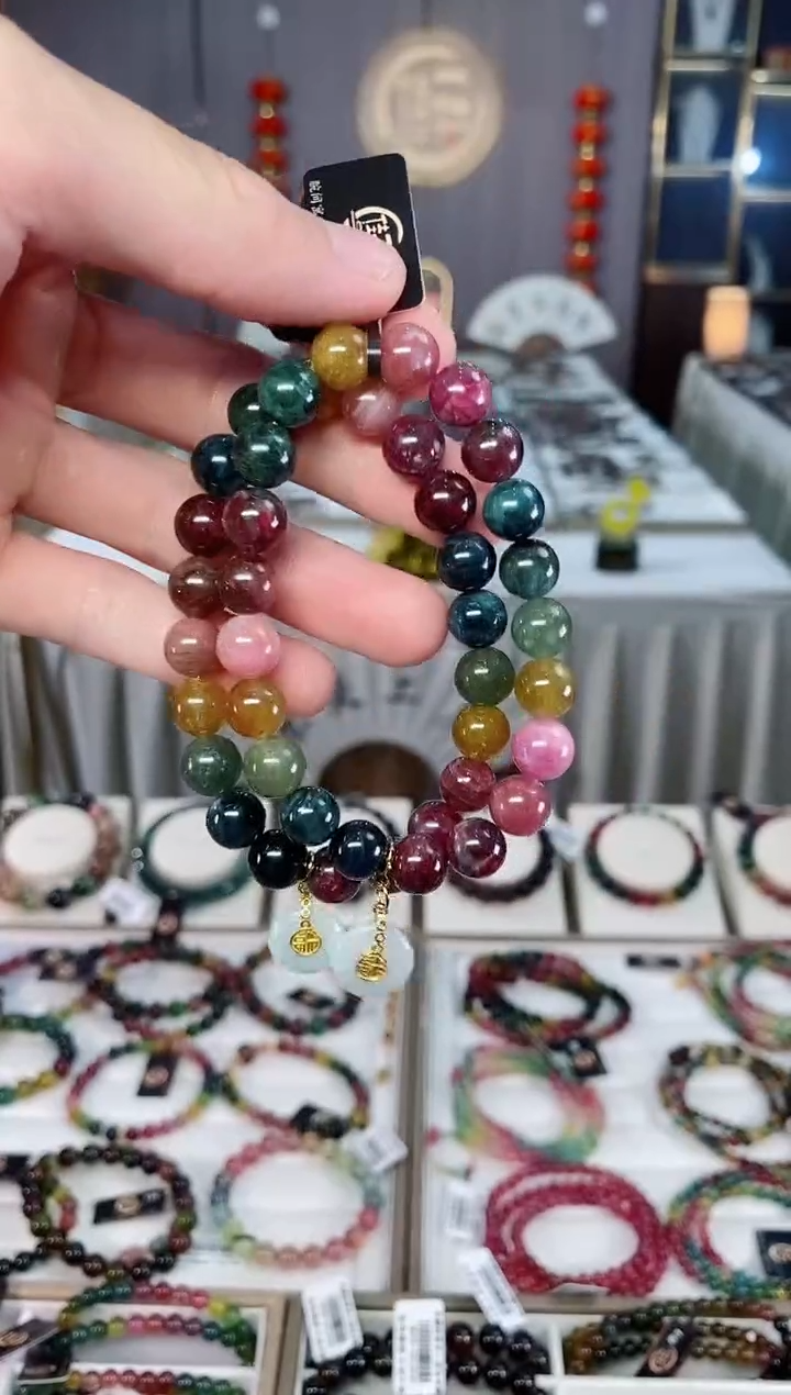 未镶嵌老矿碧玺单圈手串9mm+碧玺xion多样性发货一条