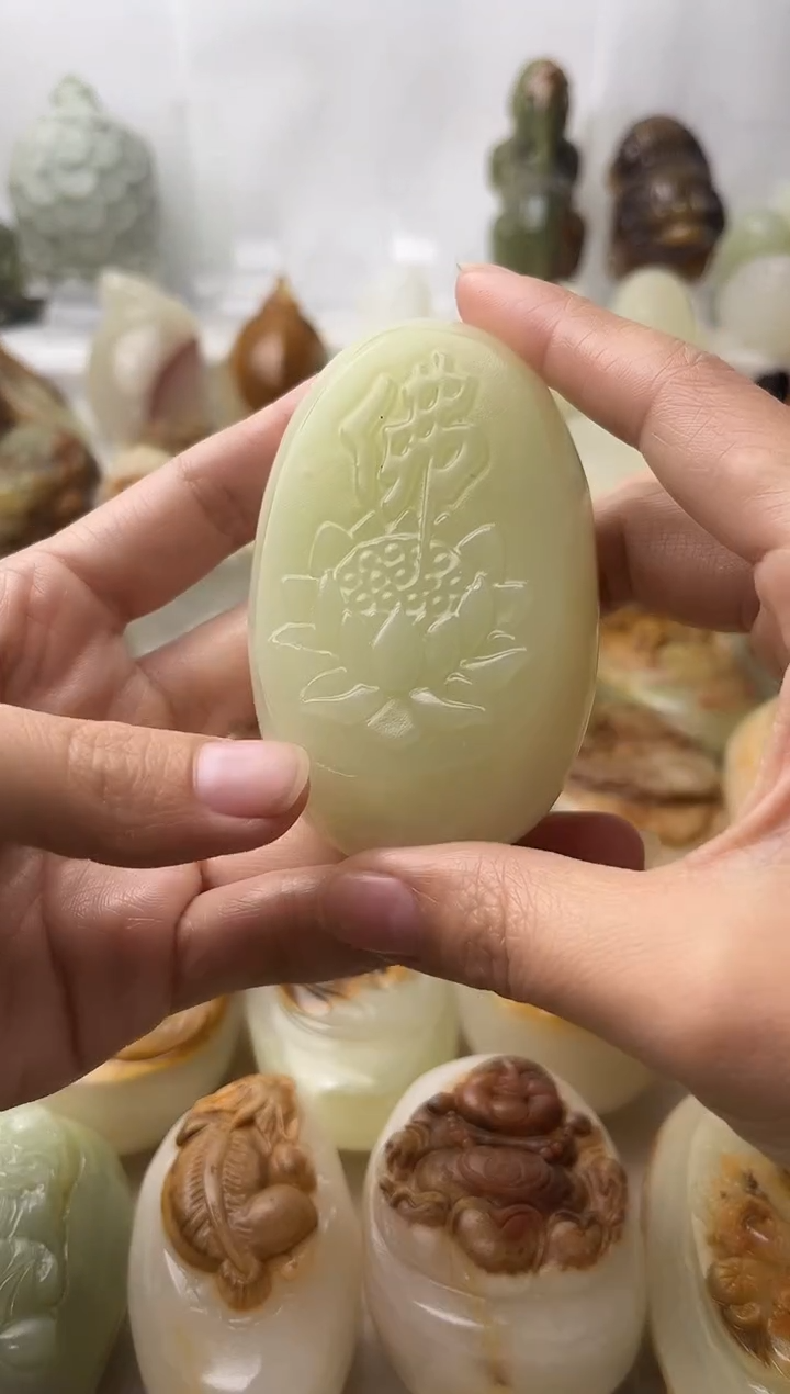 石材古青石棉纹正常不退换佛莲花