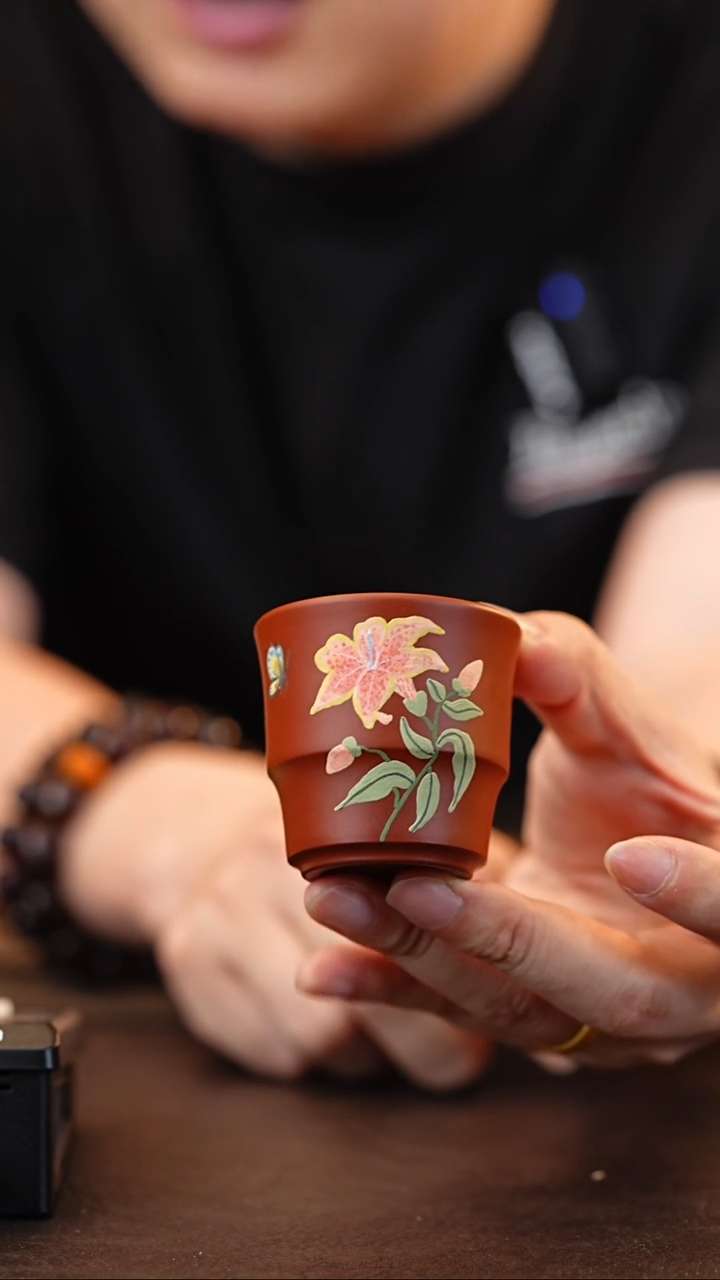 茶壶紫砂牵牛花      