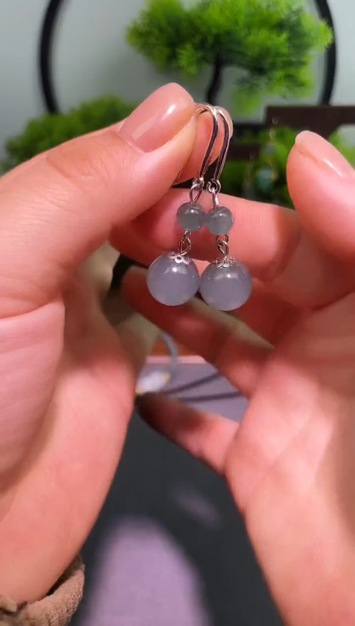 银S925镶嵌翡翠耳饰613000