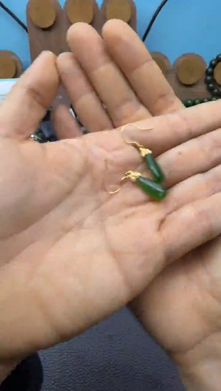 颈饰银S925镶嵌和田玉青*扇66