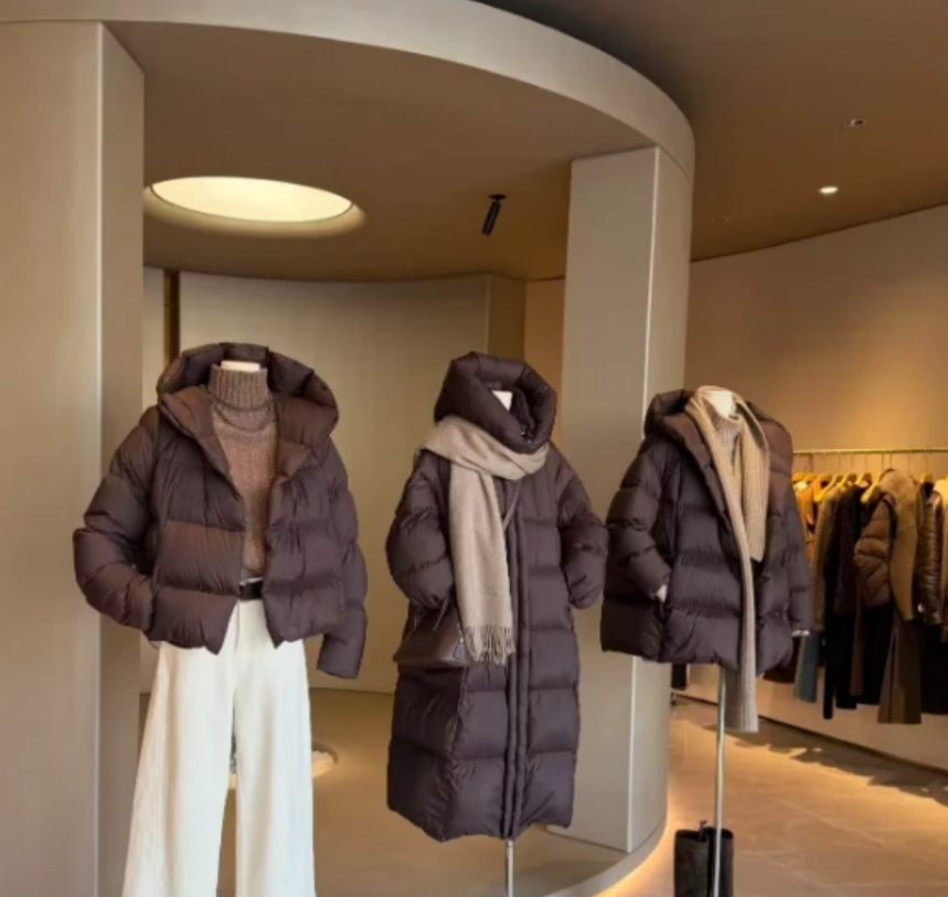 001-018冬季欧货新款棉服女款新款系带收腰充棉压棉外套加厚款