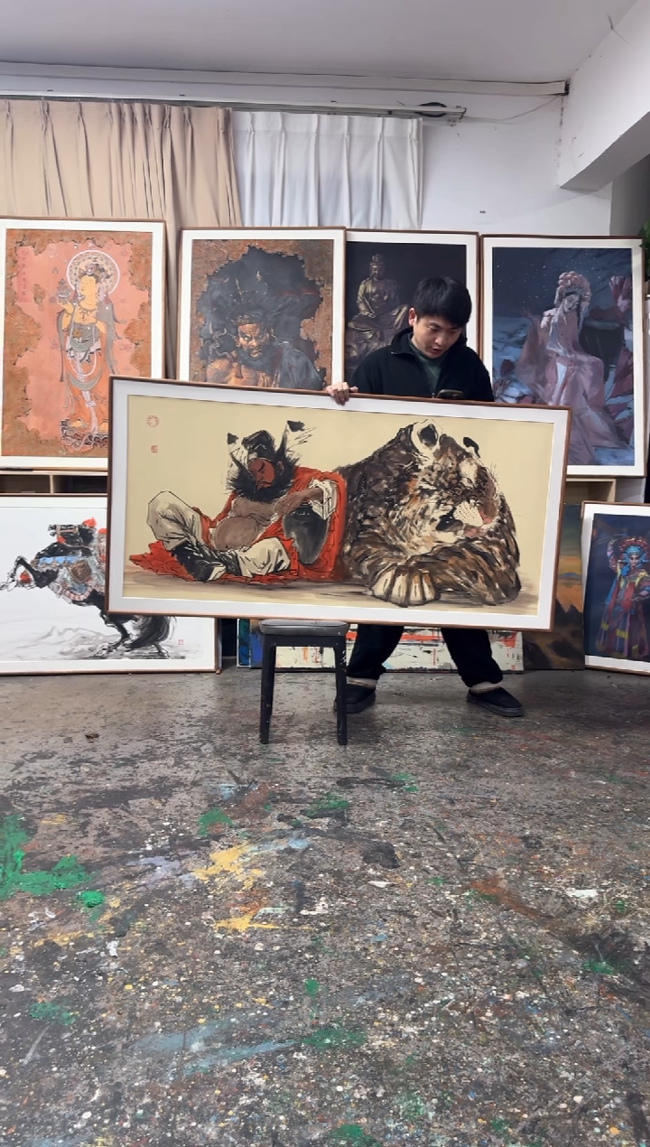 丙烯画?****！画江湖老师钟馗精装裱