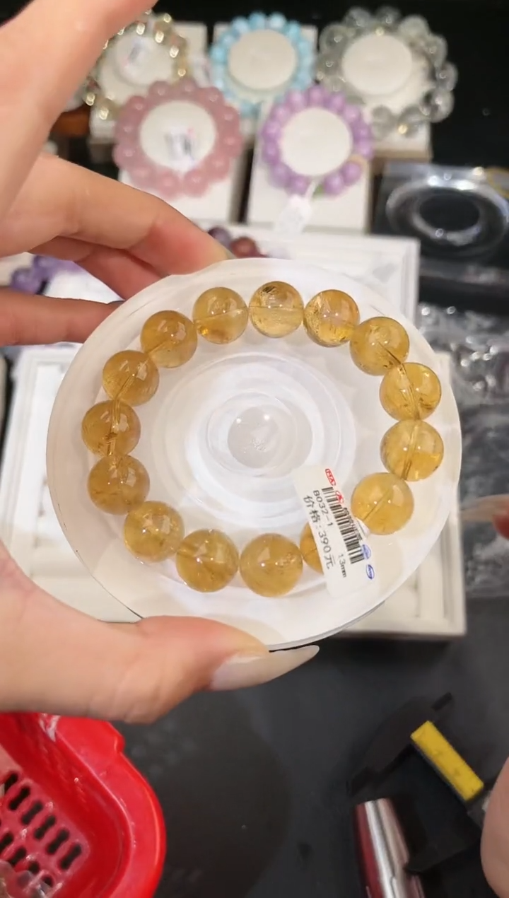 【闪购商品】水晶手链未镶嵌多样性发一黄阿赛13mm