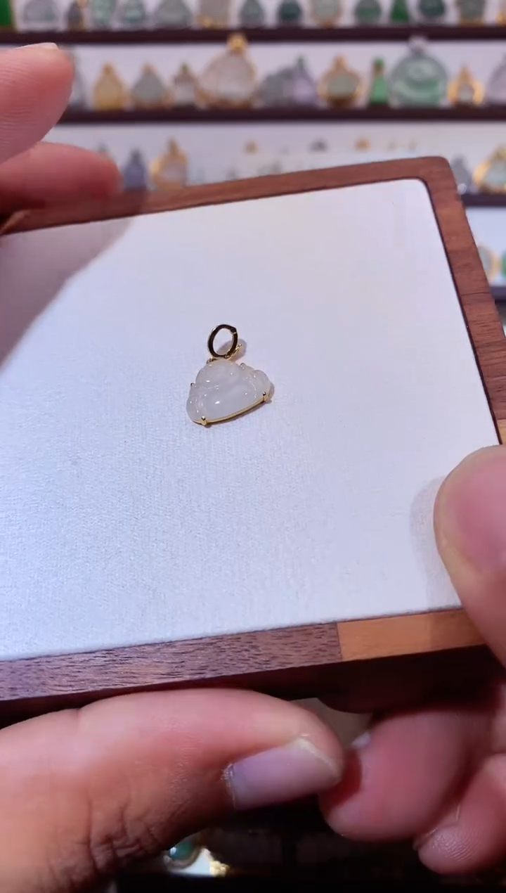 翡翠18K金镶嵌吊坠(不含链)11111111