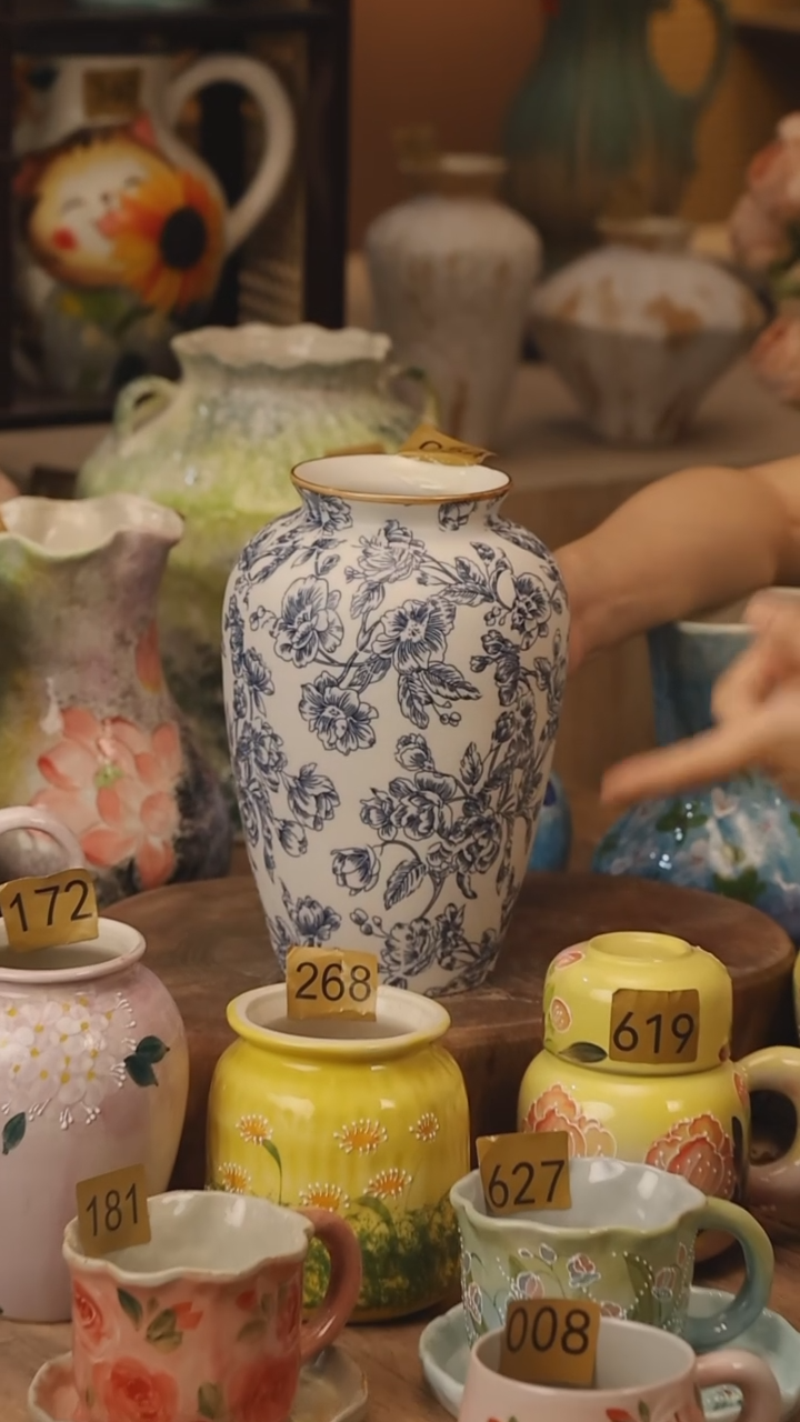 陶瓷054景德镇设计师手作花器摆件侘寂风