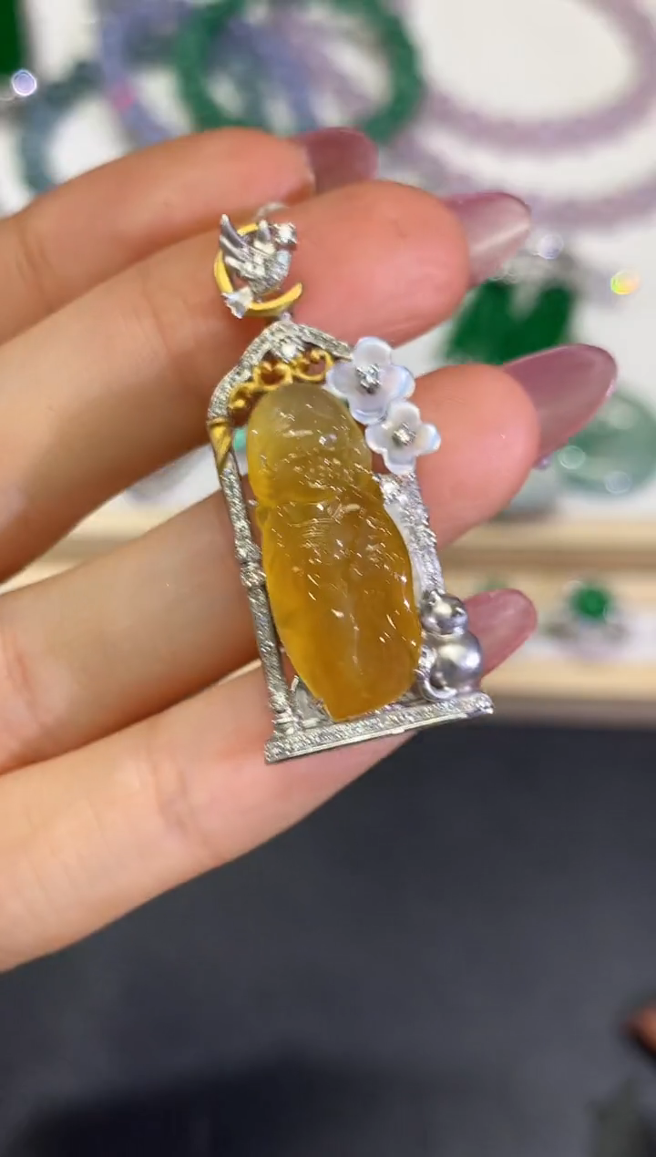 【闪购商品】翡翠颈饰18K金镶嵌团购63